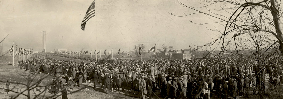 Photograph of the dedication of Liberty Memorial, 1926