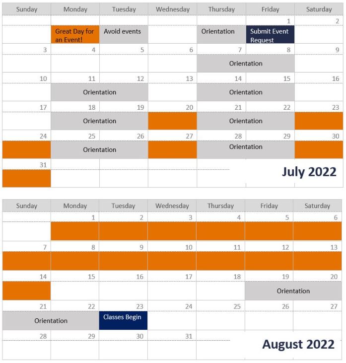CSS Calendar - July-Aug