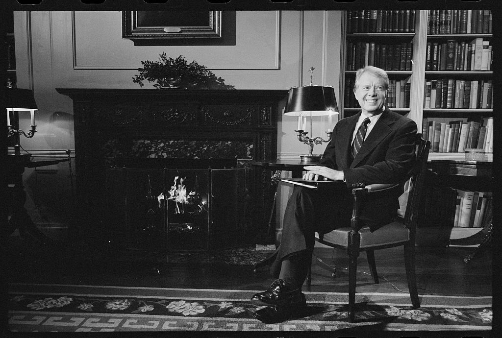 President Carter at the White House during a fireside chat on the Panama Canal Treaty