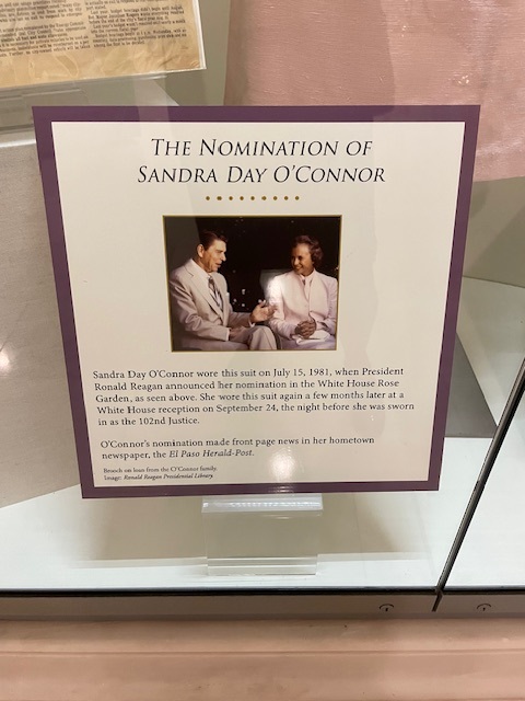 Plaque displayed at the Supreme Court’s exhibit on Sandra Day O'Connor.