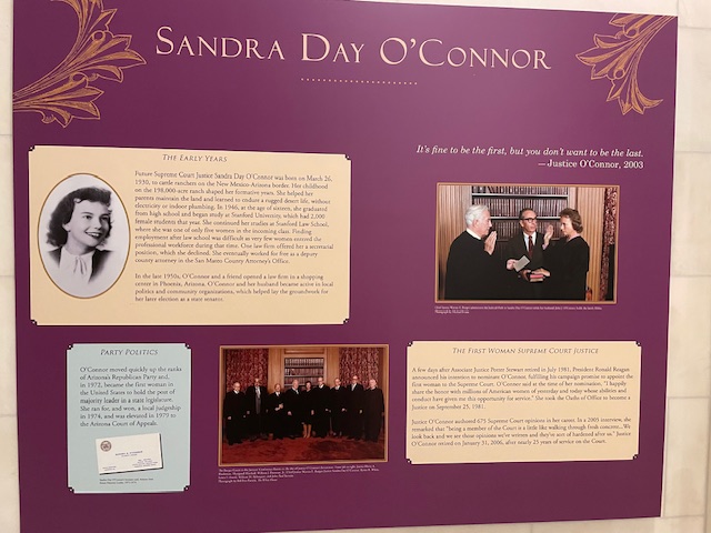 Poster displayed at the Supreme Court’s exhibit on Sandra Day O'Connor.