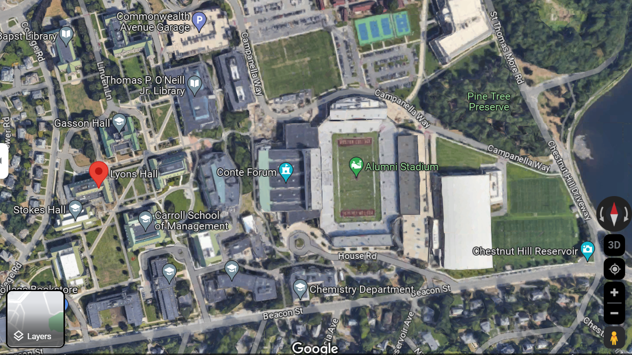 Map of the Boston College Tailgate location