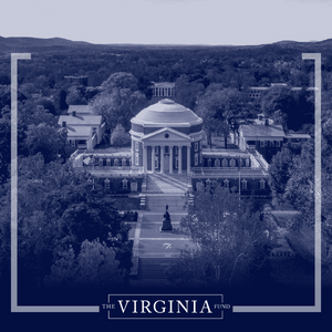 The Rotunda  with blue overlay and The Virginia Fund logo