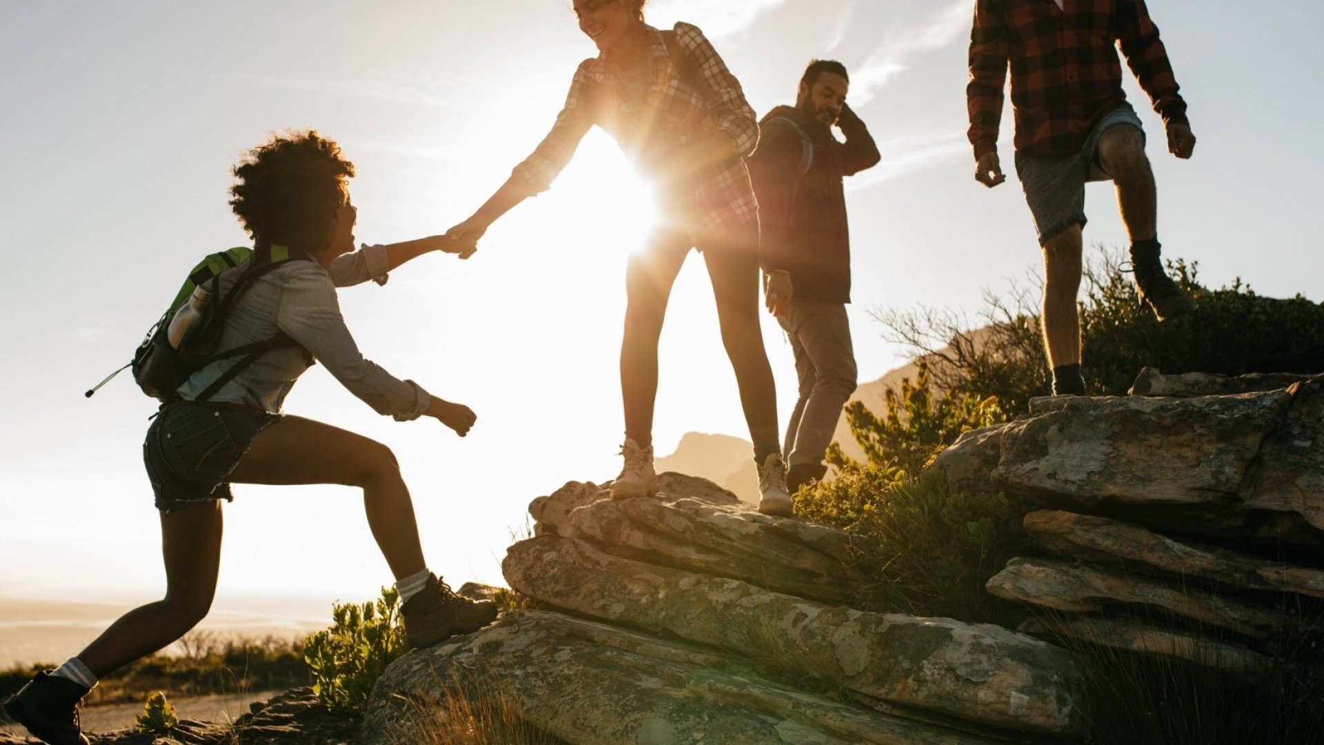 Friends hiking