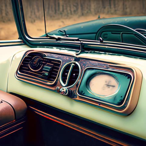vintage car radio looking out front windshield